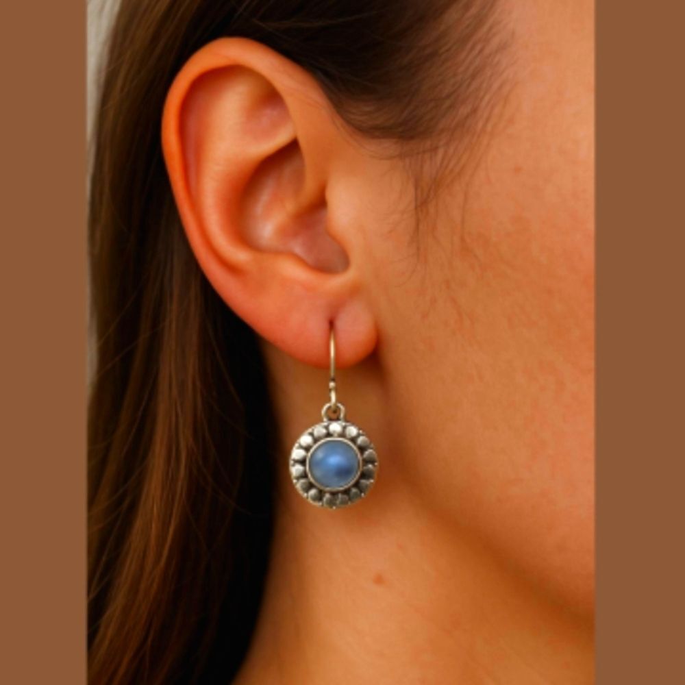 Chalcedony Sterling Silver Gemstone Dangle Earrings